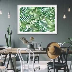 Pôster em moldura branca - Sob as folhas verdes - 100x70 cm