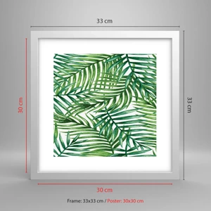 Pôster em moldura branca - Sob as folhas verdes - 30x30 cm