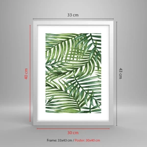 Pôster em moldura branca - Sob as folhas verdes - 30x40 cm