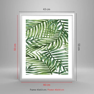 Pôster em moldura branca - Sob as folhas verdes - 40x50 cm