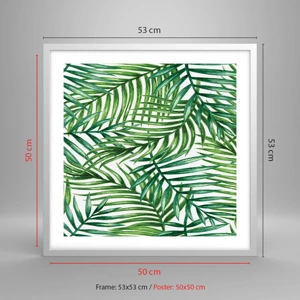 Pôster em moldura branca - Sob as folhas verdes - 50x50 cm