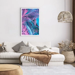 Pôster em moldura branca - Trópicos em rosa e azul - 61x91 cm