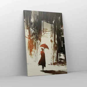 Quadro em tela - A poesia do guarda-chuva vermelho - 80x120 cm