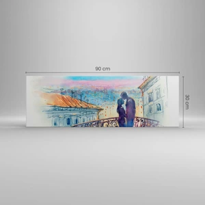 Quadro em tela - Amantes parisienses - 90x30 cm