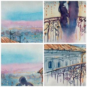 Quadro em tela - Amantes parisienses - 90x30 cm