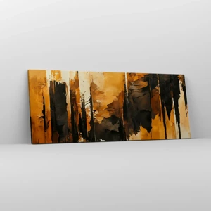 Quadro em tela - Harmonia de preto e dourado - 100x40 cm