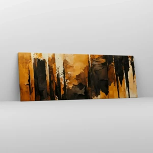 Quadro em tela - Harmonia de preto e dourado - 140x50 cm