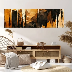 Quadro em tela - Harmonia de preto e dourado - 160x50 cm