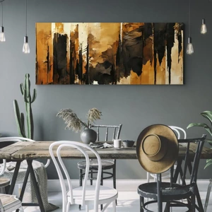 Quadro em tela - Harmonia de preto e dourado - 160x50 cm