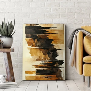 Quadro em tela - Harmonia de preto e dourado - 55x100 cm