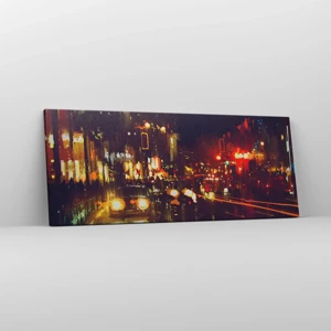 Quadro em tela - Imerso nas luzes da noite - 100x40 cm