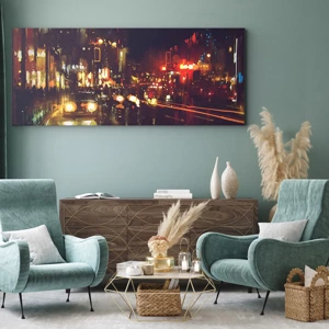 Quadro em tela - Imerso nas luzes da noite - 100x40 cm