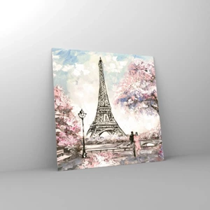 Quadro em vidro - Caminhada de abril por Paris - 30x30 cm