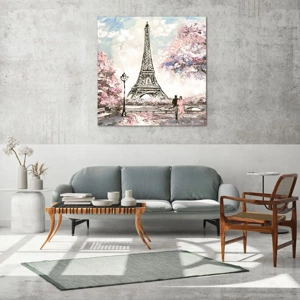 Quadro em vidro - Caminhada de abril por Paris - 50x50 cm