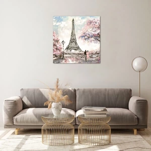 Quadro em vidro - Caminhada de abril por Paris - 60x60 cm