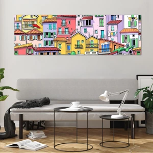 Quadro em vidro - Cidade divertida - 160x50 cm