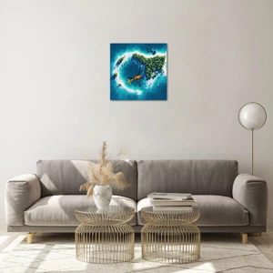 Quadro em vidro - Compre uma ilha para si - 40x40 cm