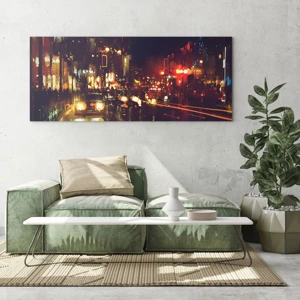 Quadro em vidro - Imerso nas luzes da noite - 140x50 cm