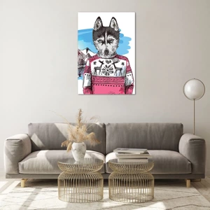 Quadro em vidro - Lobo em lã de ovelha - 70x100 cm