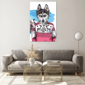 Quadro em vidro - Lobo em lã de ovelha - 80x120 cm