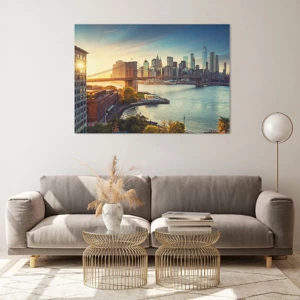 Quadro em vidro - O amanhecer da cidade grande - 100x70 cm