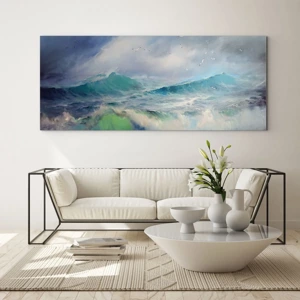 Quadro em vidro - O vento uivava triunfalmente… - 140x50 cm