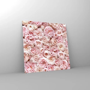 Quadro em vidro - Uma cama de rosas - 60x60 cm